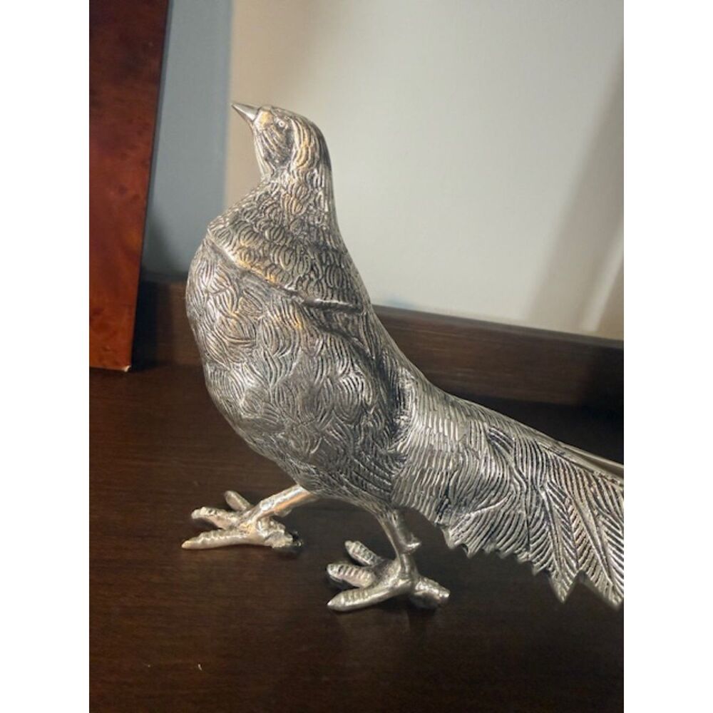 Metallic Bird Sculpture 11ʺ Decorative Accent Modern Minimalist Shelf Decor - Picture 5 of 10